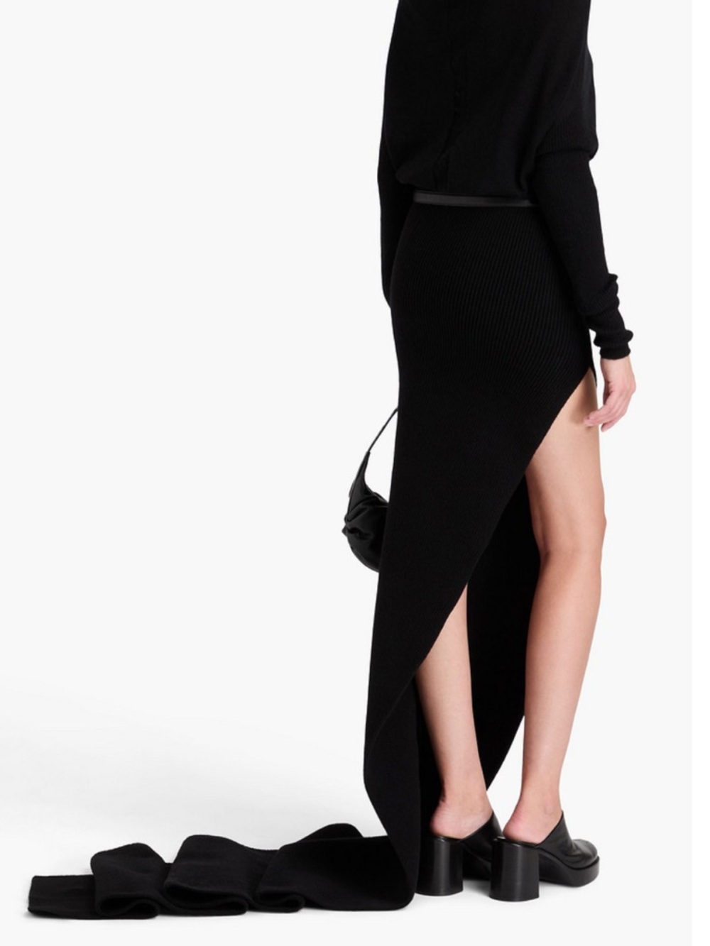 Rick Owens black cashmere asymmetric Skirt
